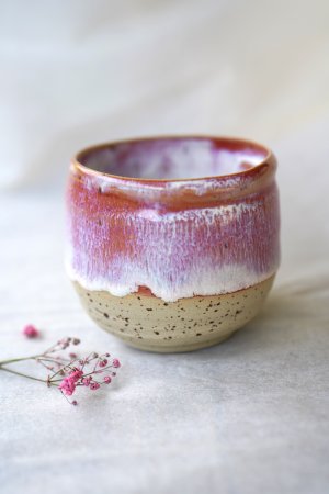 Handgefertigter Keramik Espresso Tasse  – Rosé mit zarten Sprenkeln